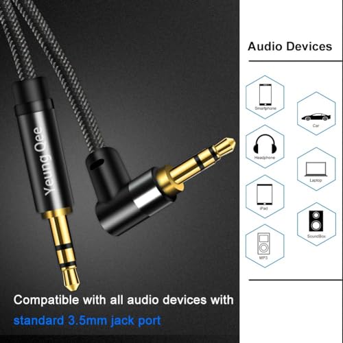 3.5mm Aux Cable 1.5 ft, 3.5mm Nylon Braided Male to Male Stereo Audio Cable Audio Auxiliary Input Adapter for Headphones, Car, Home Stereos, Speaker (1.5ft/0.5M) - size: 1.5 ft (0.5 m)