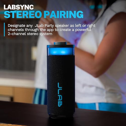 JLab, Go Party, Portable Bluetooth Speaker, Waterproof RGB LED, Midnight Black - color: Midnight Black