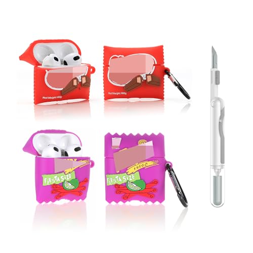 (2Pack+Cleaner Pen) XMBYGY Case for Apple AirPods 3rd Generation Wireless Earbuds with Cleaning Pen Kit, Silicone Cute Charging Case Shockproof Protective Cover and Carabiner for AirPods 3 (TAK+KIT) - color: TAK+KIT