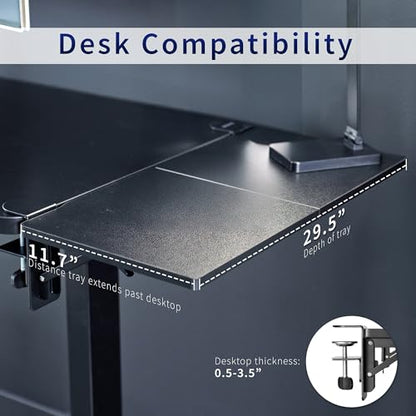 VIVO Black Clamp-on 30 x 12 in Desk Extender, DESK-EXT30 | Foldable, Wrist Support Arm Rest, Office Keyboard Tray, Side Table Extension Attachment - size: 30 x 12", style: Extender