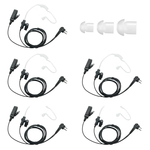 Walkie Talkie Earpiece with Mic,Compatible with CP200 CP200D BPR40 CP100D CP185 RDM2070D Earpiece Two Way Radio Headset Walkie Walkie Surveillance Kit Police Headphones (5 Packs) - color: 5 packs