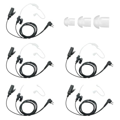 Walkie Talkie Earpiece with Mic,Compatible with CP200 CP200D BPR40 CP100D CP185 RDM2070D Earpiece Two Way Radio Headset Walkie Walkie Surveillance Kit Police Headphones (5 Packs) - color: 5 packs