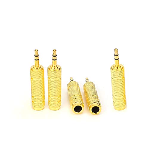 1/4'' to 3.5mm Stereo Headphone Adapter for Audio Connector Cable, 3.5mm(1/8'') Plug Male to 6.35mm (1/4'') Jack Female Stereo Adapter for Headphone, Amp Adapte -5PCS