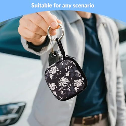 Unique Patterned Portable EVA Earbud Case with Carabiner | Printed Earbud Holder With Sturdy Carabiner, Multi-Use Storage For Earphones, Headphones, SD Cards & Small Electronic Chips - color: Black and white pattern