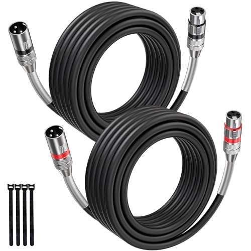 Bietrun XLR Cables 25FT 2 Packs, Premium Heavy Duty Balanced Microphone Cable 25 Feet, with 3-Pin XLR Male to Female Microphone Compatible with Microphones, Mixer, Speaker Systems, Preamps and More - size: 25FT