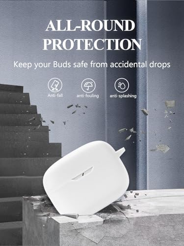 Case for JBL Vibe Beam 2/Vibe Beam - True Wireless Noise Cancelling Earbuds, Soft Silicone Protective Portable Scratch Shock Resistant Shell with Cleaner Kit & Carabiner & Lanyard，White - color: WHITE