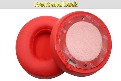 Replacement Ear Pads for Beats Solo 3/2 Wired On-Ear Headphones - Red | Fit for Beats Solo 3/Solo 2 Wired/Wireless A1796/B0534 Headphone, Dust Proof Protein Leather Cushions with Memory Foam Covers - color: Red