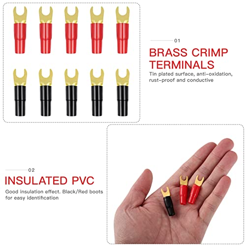 WINOMO 5 Pairs 4 Gauge Strip Spade Terminal Spade Fork Adapters for Speaker Wire Cable