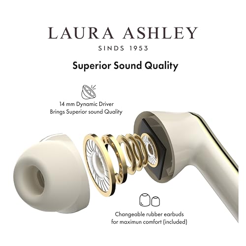 Laura Ashley Rosemore TWS Wireless Earbuds - Skylark Rechargeable Ear Buds - color: Rosemore Wireless Earbuds
