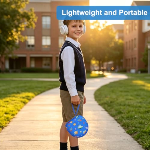 Kids Headphone Case for iClever/Acer/JBL, Space Blue(Case Only) | for iClever BTH12 HS19 BTH22 BTH20 BTH18 BTH26/JBL Junior 320/MIDOLA/JoySpark/eKids/ ADOOPE/JLab Girls Boy Kids Headphone - color: Space Print-Blue