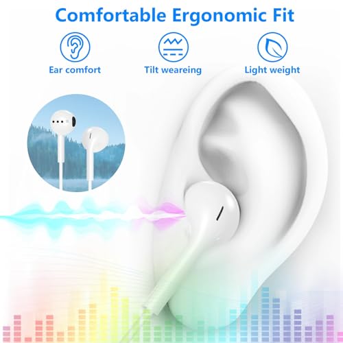 2Pack Wired Earbuds for iPhone with Lightning Connector, Hi-Fi Sound Headphones with Built-in Remote to Control Music, Volume and Calling Microphone Compatible with iPhone 14/13/12/11/SE/XR/X/8/7/iPad