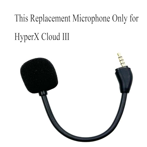 Replacement Game Mic Microphone for Wired Kingston HyperX Cloud III Gaming Headset, Detachable Mic Boom for PC PS5 PS4 Xbox Series X/S, 3.5 mm Jack