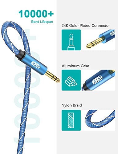 EMK 1/4 inch Extension Cable, 6.35mm 1/4" inch Male to Female Stereo Headphone Guitar Extension Cable Cord, Gold Plated Quarter inch Headphone Extension Cable (1FT/0.3M)