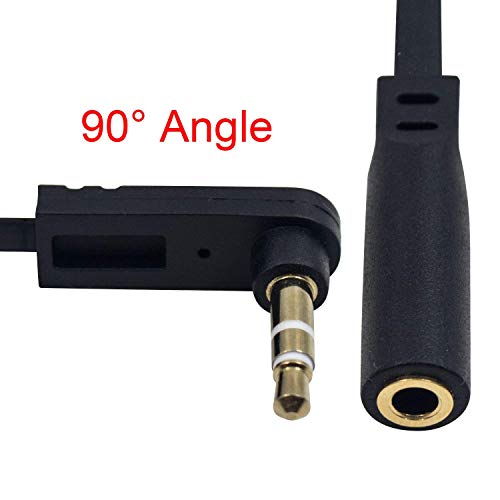 Poyiccot 3.5mm Headphone Extension Cable, 2-Pack 3.5mm Aux Extension Cable, Flat Right Angle 1/8 inch Male to Female Audio Stereo Short Cable for Phones, Speakers,PS4 Headset & More, 6.8inch