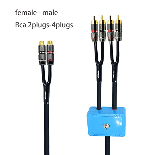 18ft Sound Channel swicher 2 female to 4 male RCA Switch Selector 2 in 1 Out R/L Stereo Audio 1 in 2 Out Stereo Audio Splitter with Mute Button No External Power Required CD Speaker dvd Player - size: 18ft, style: 2female-4male switch