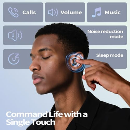 Sleep Earbuds, Mini ANC Wireless Earbuds Bluetooth 5.4 Headphones Deep Bass Stereo, 48H Playtime Ear Buds, 4 ENC Noise Cancelling Mic, IP7 In Ear Earphones for Side Sleepers,Touch Control Velvet black