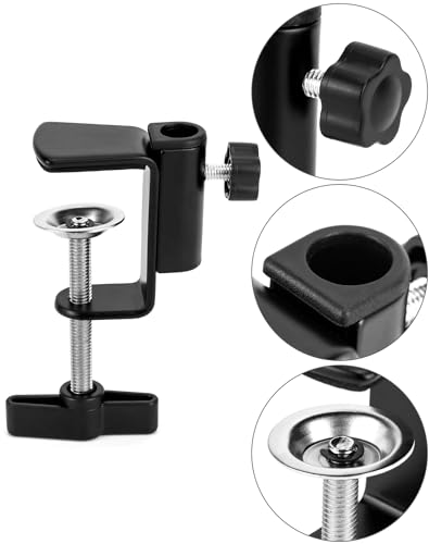 QWORK Universal Desk C-Clamp with 1/2" Thread Hole, 4 Pack Adjustable Metal Mounting Table Clamp, Desk Light Clamp Mount Holder for Swing Arm Magnifying Desk Lamp Microphone Camera