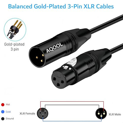 XLR Cables 3ft 4 Pack, Male to Female Microphone Cable | Gold-Plated 3-Pin, Oxygen-Free Copper, Short XLR Patch, Balanced Shielded Mic Cord - size: 3ft-4p