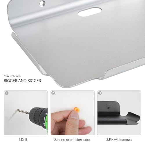 8.5''x6.3'' Deep Metal Floating Shelves,Folating Metal Wall Slelves with Lip for Speakers, Router,Camera,Plants,Wall Mounted Shelves for Bedroom,Bathroom, Living Room,Silver - color: 8.5‘’silver