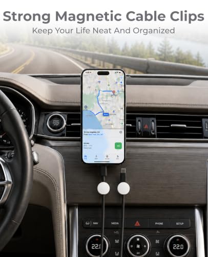Maveek Magnetic Cable Clips White, Cord Organizer Magnet Silicone Cord Management Charging Cable Holder for Metal Desk, File Cabinet, Home and Office, with Extra Adhesive Plates (5 Piece, Large Size) | Fits Larger Cables Up To 0.3" Thick: PC, Computer, Et