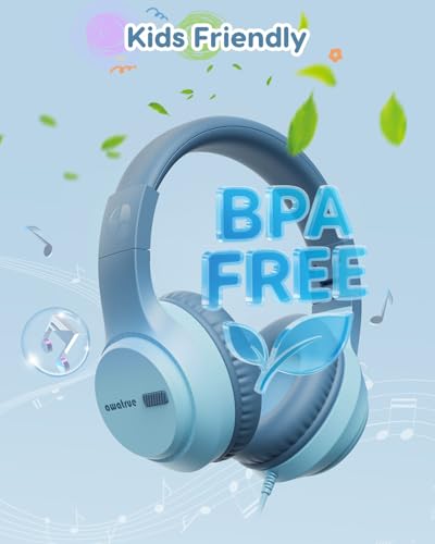 awatrue Kids Headphones for School, 74‑85‑94dB, 3.5mm Jack, HK07 | Foldable Wired Over Ear Headphones, for Toddler School/Travel/iPad/Tablet, Green - color: ‌Green