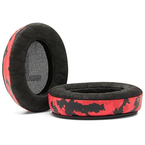 WC Freeze V2 Cloud - Angled Cooling Gel Earpads Compatible with HyperX Cloud Series by Wicked Cushions | Angled Pads for Extreme Comfort, New Freeze V2 Cooling Fabric, Extra Thick | Red Camo - color: Red Camo