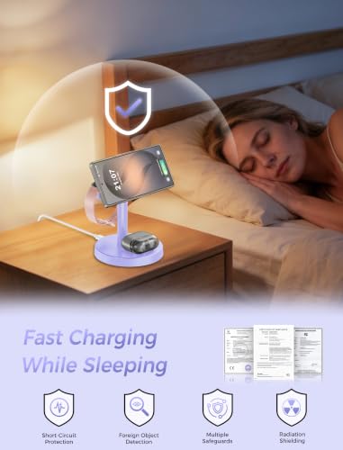 Magnetic Wireless Charger for Samsung, 3 in 1 Super Fast Charging Station Compatible with MagSafe, Phone Charger Stand for Samsung Galaxy S26 Ultra S25 Z Fold/Flip 8, Watch Ultra 8 7 6, Buds 4/3 Pro - color: Purple