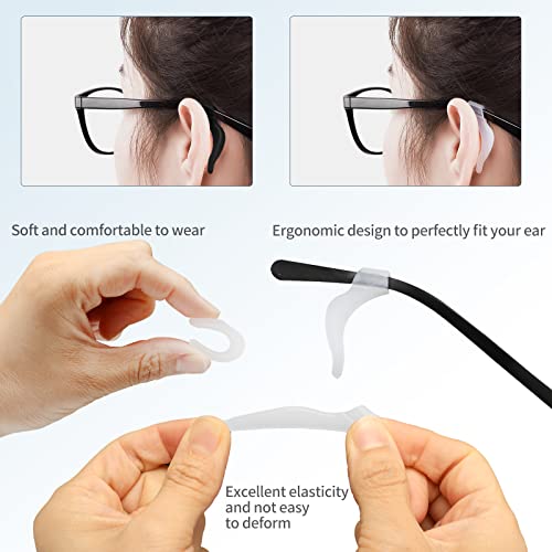 KAJUDA 16 Pairs Glasses Ear Grip, Anti Slip Eyeglass Holder, Silicone Eyewear Retainers Hook for Sunglasses, Sports, Study