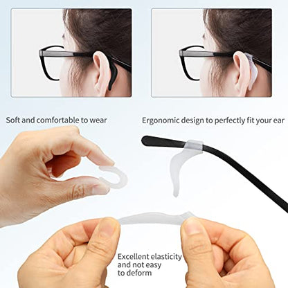 KAJUDA 16 Pairs Glasses Ear Grip, Anti Slip Eyeglass Holder, Silicone Eyewear Retainers Hook for Sunglasses, Sports, Study