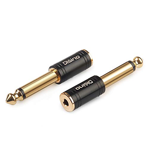 1/4" Mono to 1/8" Stereo Adapter, New Upgrade Gold-Plated 6.35mm TS Male Jack to 3.5mm TRS Female Stereo Adapter for Headphone, Amp Adapte, Black - 1 Pack - color: 635TSM-35F-1P