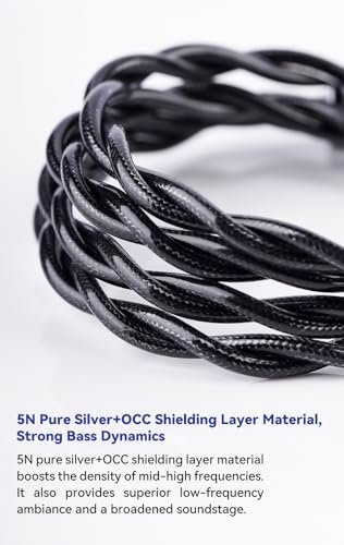 NICEHCK DuskAg 5N Pure Silver IEM Cable QDC Connector 3.5mm Single Ended | 5N pure silver & OCC shielding boosts mid-high density, 1.2m cord, QDC pin, 3.5mm plug for QDC IEM audiophiles - size: 3.5mm With QDC