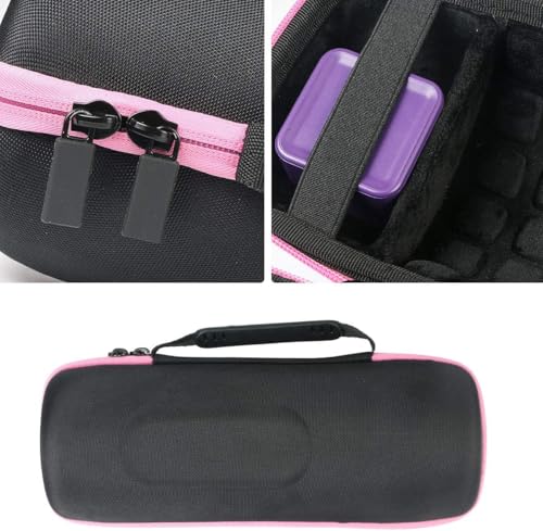 co2CREA Hard Travel Case for JBL Charge 5/4 Speaker, Black+ Pink Zipper | Portable Travel Bag Replacement with Custom Molded Interior and Handle, Shockproof EVA Shell and Soft Lining - color: Black Case + Pink Zipper