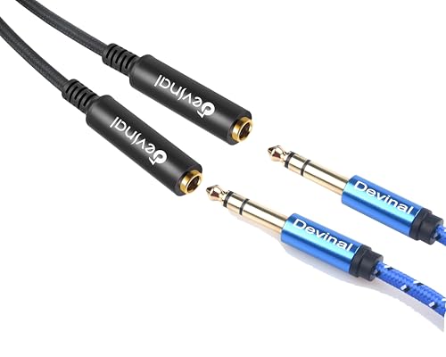 1/4 inch TRS Splitter Cable, 6.35mm Stereo Y Cable, 1/4 Male Plug to Dual 1/4 Female Jack Cord, 12 inches / 30cm - color: Black 1/4" TRS Male to Dual 1/4" Female 12 Inch