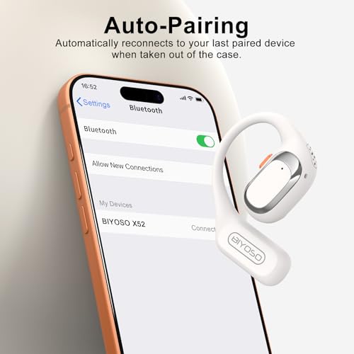 X52 Open Ear Headphones, Bluetooth 6.0 | Wireless Earbuds with Earhooks, Anti-Accidental Touch, LED Display, 30H Playtime, Sport Headphones for Running Workout, White - color: White