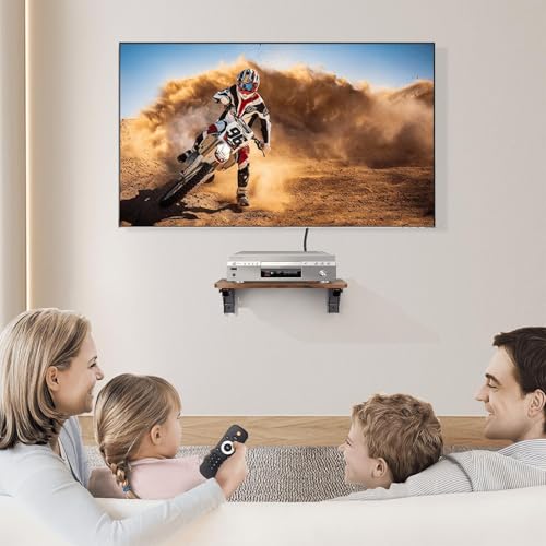 Homode Projector Shelf for Wall, Foldable Floating TV Shelf, Rustic Brown - color: Rustic Brown