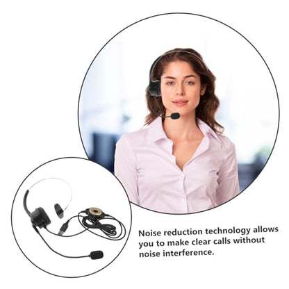LABRIMP USB Computer Earphone with Microphone Noise Cancelling Gaming Headset Comfortable Single Ear Courses Skype Chats and Call Centers