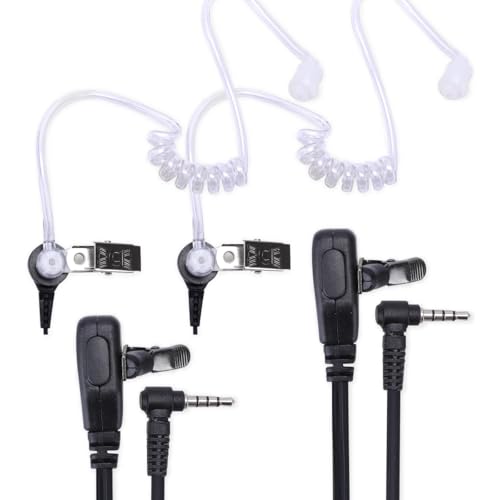 2-Pack Transparent Acoustic Tube Earpiece with Push-to-Talk Mic Compatible with global-ptt PoC Radios P0 P0ex P0W (3.5mm) - style: 3.5mm