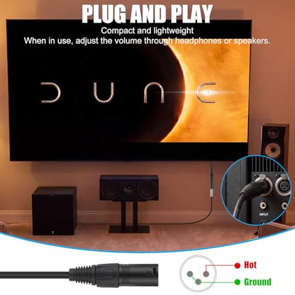 192KHz DAC Optical to XLR Converter, 3.3 Ft Optical Cable to Unbalanced Male XLR Audio Cord Adapter, Digital to Analog Audio Converter for HDTV, DVD, Set-Top Boxes