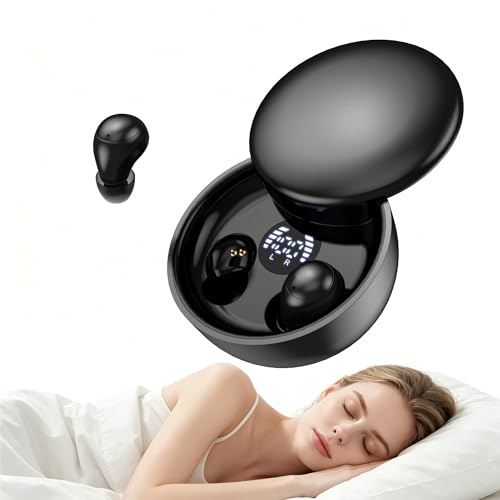 Sleep Earbuds, Invisible Mini Wireless Earbuds for Small Ear Canals, Ergonomic Bluetooth Earbuds with Premium Sound and One-Step Auto Pairing（Black）