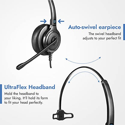 Leitner LH250XL USB Call Center Headset, Dual-Ear XL Noise Cancelling | Dual-ear, XL ear cushion, USB-A, call center, all VoIP phone systems and softphones, all-day wear, 5-year warranty