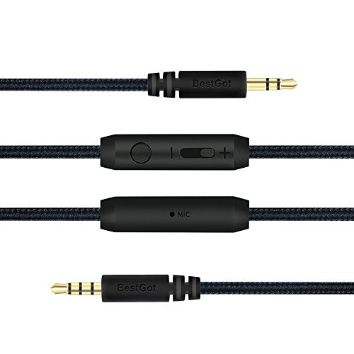 Audio cable with volume control 4.3ft for PS4 Controller, Headphones Black - color: 1 Pack Black, size: 1Pack Black