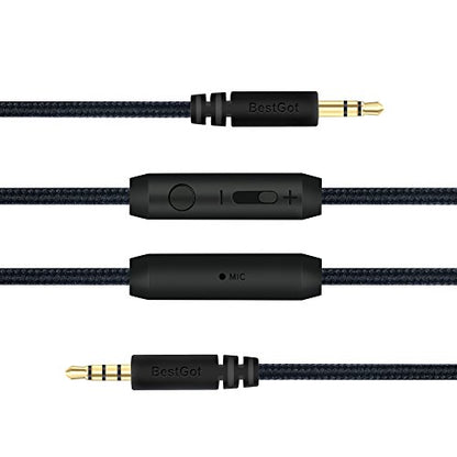 Audio cable with volume control 4.3ft for PS4 Controller, Headphones Black - color: 1 Pack Black, size: 1Pack Black