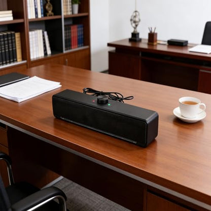 Diyeeni Computer Speakers, Wired USB Powered Bluetooth Computer Sound Bar with RGB & Volume Knob, HiFi Stereo Portable Gaming Sound Bar Speaker for Desktop Monitor