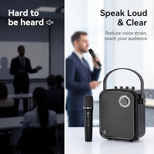70W Voice Amplifier with UHF Wireless Handheld Microphone & Bluetooth 5.3 | Portable PA System & Karaoke Mic Speaker Set with USB/TF/AUX/Guitar for Teaching, Public Speaking & Singing - S100