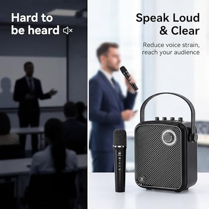 70W Voice Amplifier with UHF Wireless Handheld Microphone & Bluetooth 5.3 | Portable PA System & Karaoke Mic Speaker Set with USB/TF/AUX/Guitar for Teaching, Public Speaking & Singing - S100