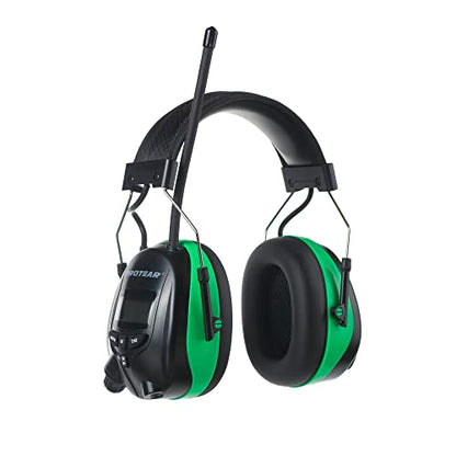 Digital AM FM Radio Headphones, Hearing Protection Earmuff for Adult, 30dB SNR for Mowing, Construction, Chainsaw - color: Am Fm Radio + Battery + Green