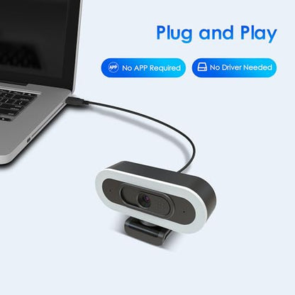 saylas 2K Webcam with Lights, HD Webcam for PC, 2K@60FPS Web cam with Microphone, 65° FOV, Autofocus, Noise Cancellation, Privacy Cover, Web Camera for Computer/Laptop, USB Streaming Computer Camera - color: 2K with light/65° FOV