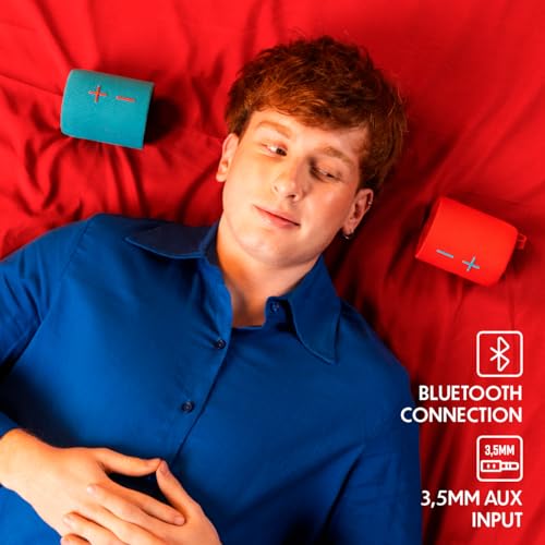 Stromberg Twin 2-in-1 Mini Portable Bluetooth Speaker, 10W (5W per Speaker), 11-Hour Playtime, Magnetic, Sky Blue and Red - color: A - Red and Blue