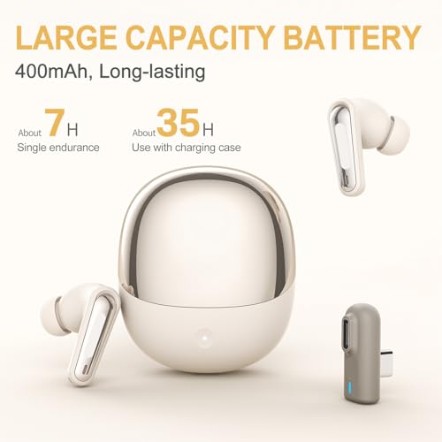 Wireless Gaming Earbuds, 20ms Ultra Low Latency Earbuds, Bluetooth 5.3 & 2.4G Dual Mode with Immersive 3D Sound & ENC Mic, Ideal for VR, PC & Console (White) - color: White