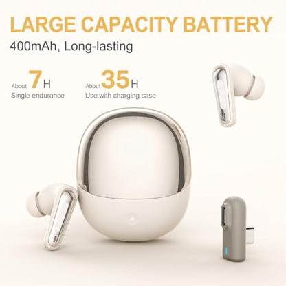 Wireless Gaming Earbuds, 20ms Ultra Low Latency Earbuds, Bluetooth 5.3 & 2.4G Dual Mode with Immersive 3D Sound & ENC Mic, Ideal for VR, PC & Console (White) - color: White